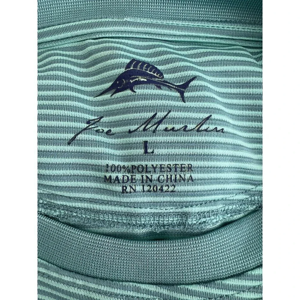 Men's Joe Marlin Crew Neck Stripe T-Shirt Adult Large Short Sleeve Blue Green